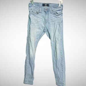 Hollister Jeans Mens 26 X 30 Solid Blue Skinny Pants Pre Owned Light